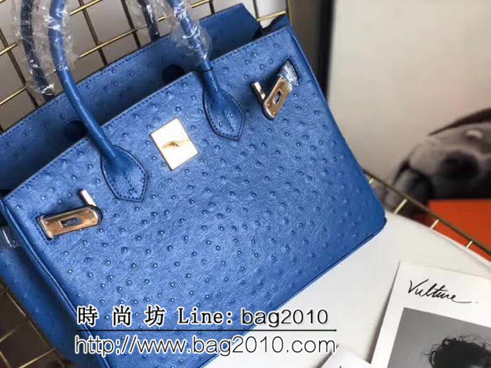 愛馬仕Hermes原版牛皮鴕鳥紋 Birkin 鉑金包 時尚手提包 0AM1017